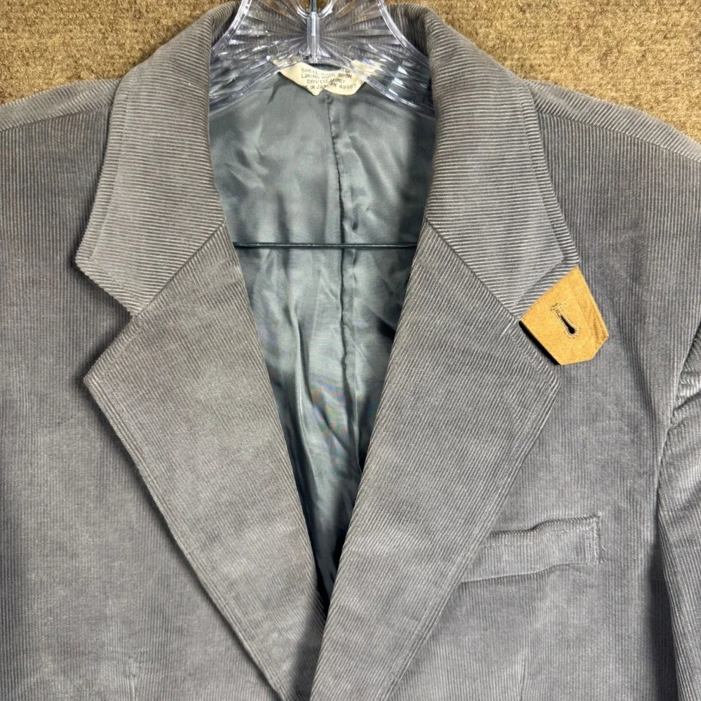Vintage Cambridge Classics Mens Grey Corduroy Blazer 40 Elbow Patches Sport Coat